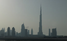 Travelling up the Burj Khalifa, Dubai, the tallest building in the world